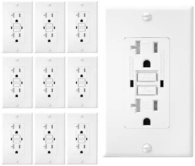 Main image of 10 Pack GFCI Outlet 20 Amp, GFI Outlet with LED Indicator, TR Tamper Resistant GFCI White Outlet Receptacle, 20 Amp GFCI Self Test Safety Outlet with Wall Plate & Screws, UL Listed