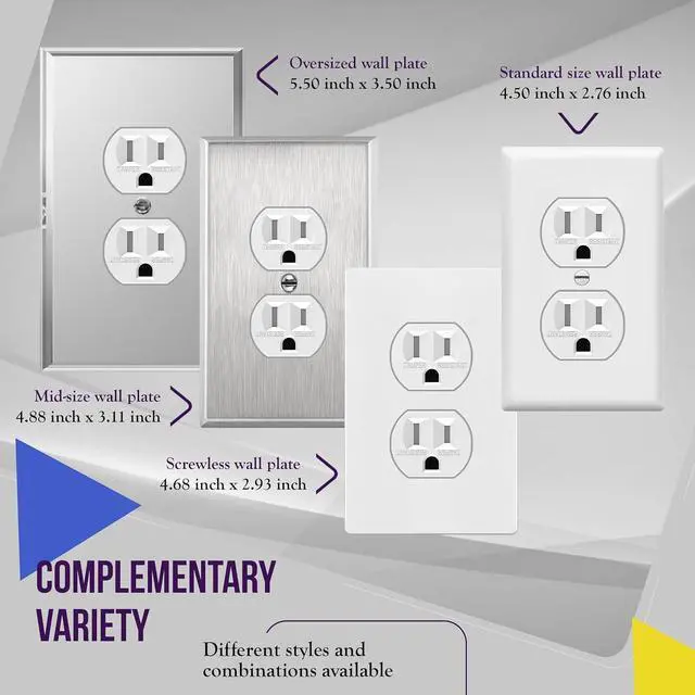 Alt view image 7 of 7 - ENERLITES 20 Pack Duplex Receptacle Outlet, Tamper-Resistant Electrical Wall Outlets, Residential Grade, 3-Wire, Self-Grounding, 2-Pole,15A 125V, UL Listed, 61580-TR-W-20PCS, White