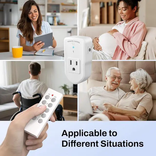 Alt view image 5 of 7 - BN-LINK Wireless Remote Control Electrical Outlet Switch for Lights, Fans, Christmas Lights, Small Appliance, Long Range White (Learning Code, 5Rx-2Tx) 1200W/10A