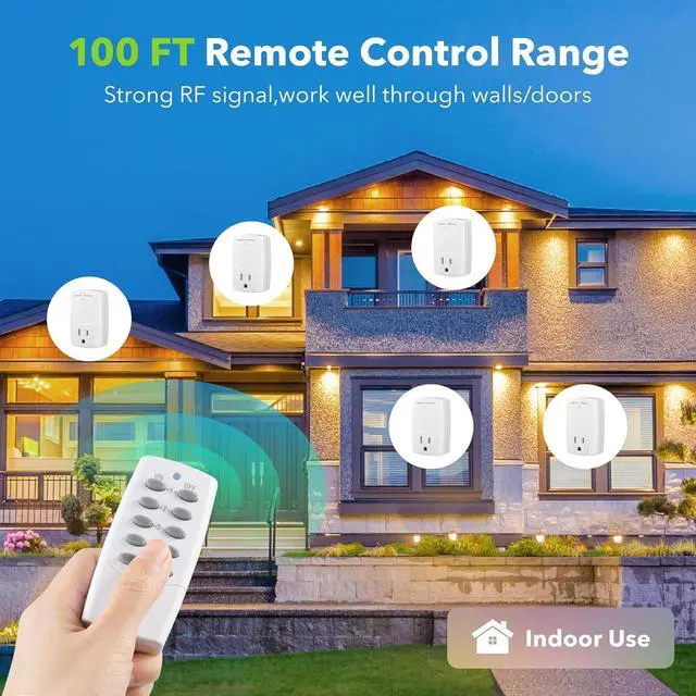Alt view image 3 of 7 - BN-LINK Mini Wireless Remote Control Outlet Switch Power Plug in for Household Appliances, Wireless Remote Light Switch, LED Light Bulbs, White (2 Remotes + 5 Outlets) 1250W/10A