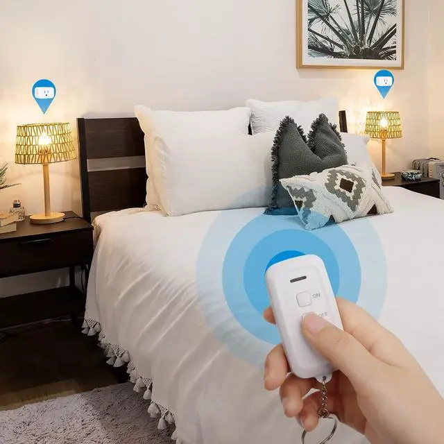 Alt view image 6 of 7 - DEWENWILS Indoor Remote Control Outlet, Wireless Remote Light Switch, No Interference Remote Outlet Switch, No Wiring, 15A/1875W, 100ft RF Range, Compact Design, Programmable