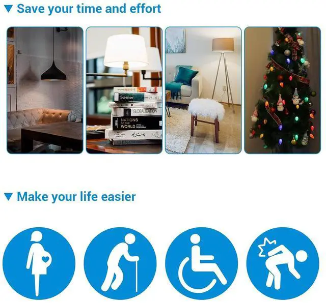 Alt view image 7 of 7 - DEWENWILS Indoor Remote Control Outlet, Wireless Remote Light Switch, No Interference Remote Outlet Switch, No Wiring, 15A/1875W, 100ft RF Range, Compact Design, Programmable