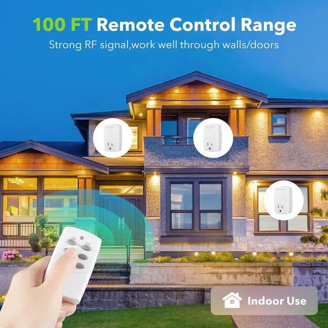Alt view image 3 of 7 - BN-LINK Mini Wireless Remote Control Outlet Switch Power Plug in for Household Appliances, Wireless Remote Light Switch, LED Light Bulbs, White (1 Remote + 3 Outlet) 1250W/10A