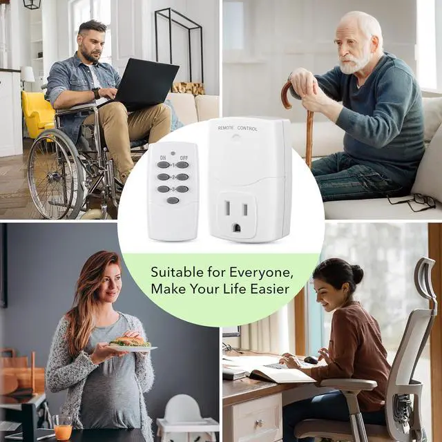 Alt view image 4 of 7 - BN-LINK Mini Wireless Remote Control Outlet Switch Power Plug in for Household Appliances, Wireless Remote Light Switch, LED Light Bulbs, White (1 Remote + 3 Outlet) 1250W/10A
