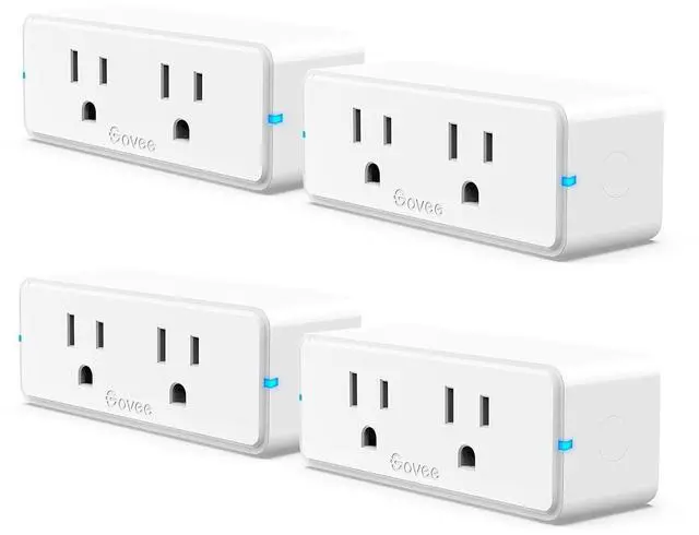 Main image of Govee Dual Smart Plug 4 Pack, 15A WiFi Bluetooth Outlet, Work with Alexa and Google Assistant, 2-in-1 Compact Design, Govee Home App Control Remotely with No Hub Required, Timer, FCC and ETL Certified