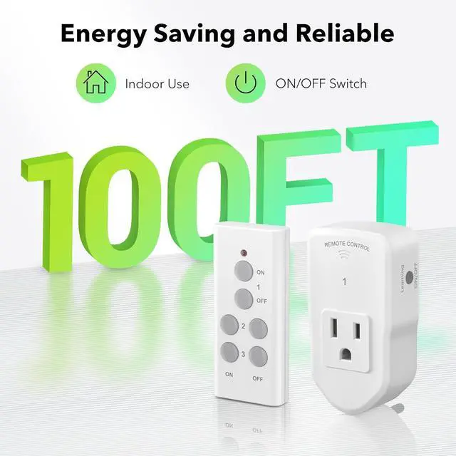 Alt view image 2 of 7 - BN-LINK Wireless Remote Control Electrical Outlet Switch for Lights, Fans, Christmas Lights, Small Appliance, Long Range White (Learning Code, 3Rx-1Tx) 1200W/10A