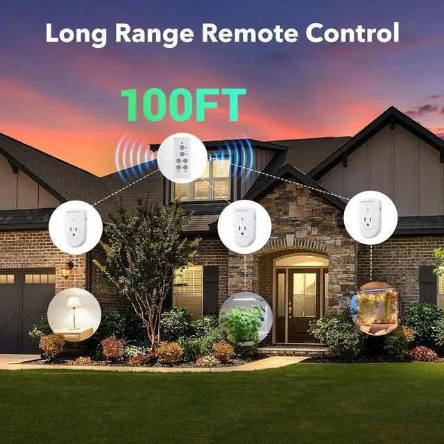 Alt view image 3 of 7 - BN-LINK Wireless Remote Control Electrical Outlet Switch for Lights, Fans, Christmas Lights, Small Appliance, Long Range White (Learning Code, 3Rx-1Tx) 1200W/10A