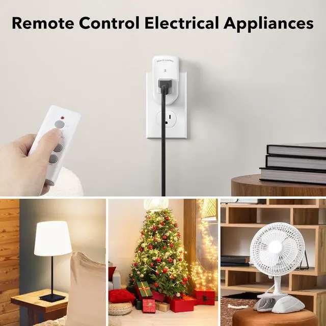 Alt view image 4 of 7 - BN-LINK Wireless Remote Control Electrical Outlet Switch for Lights, Fans, Christmas Lights, Small Appliance, Long Range White (Learning Code, 3Rx-1Tx) 1200W/10A