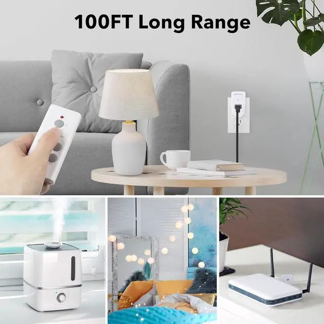 Alt view image 2 of 7 - BN-LINK Wireless Remote Control Electrical Outlet Switch for Lights, Fans, Christmas Lights, Small Appliance, Long Range White 10A/1200W, 1 Remote + 1 Outlet
