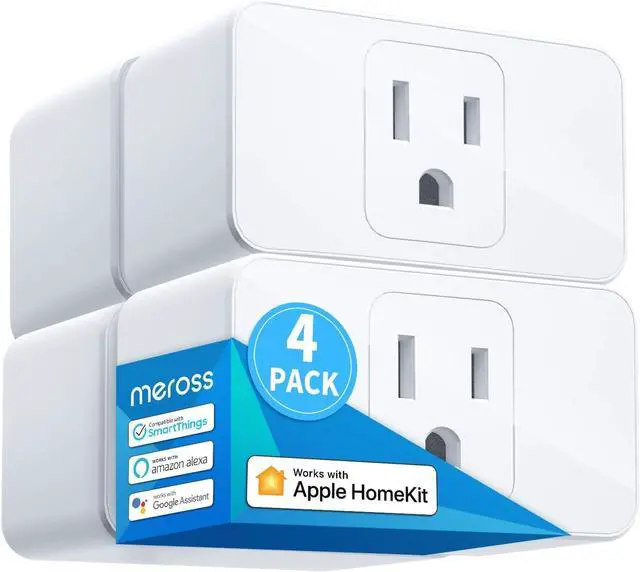 Main image of meross Smart Plug Mini, 15A & Reliable Wi-Fi, Support Apple HomeKit, Siri, Alexa, Echo, Google Assistant and Nest Hub, App Control, Timer, No Hub Needed, 2.4G WiFi Only, 4 Pack