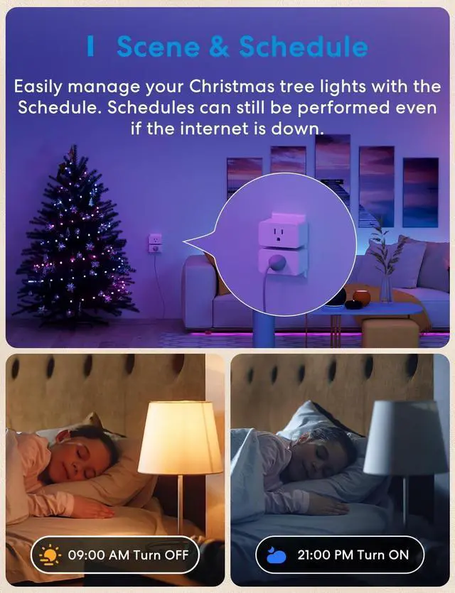 Alt view image 4 of 7 - meross Smart Plug Mini, 15A & Reliable Wi-Fi, Support Apple HomeKit, Siri, Alexa, Echo, Google Assistant and Nest Hub, App Control, Timer, No Hub Needed, 2.4G WiFi Only, 4 Pack