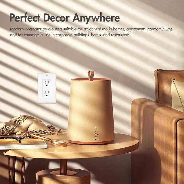 Alt view image 6 of 7 - Micmi 15A Decorator Receptacle Outlet, Tamper Resistant, Decorative Electrical Receptacle Outlet, 15Amp 125 Volt, Grounding with Wall Plate UL Listed (50Pack, Snow White)