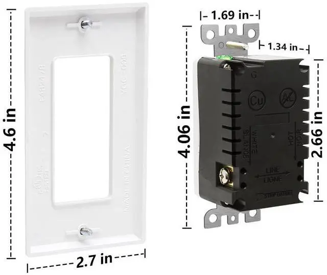 Alt view image 4 of 7 - Wall Outlet 15 Amp, UL Listed, USB C & USB A Port, Charging Power Outlet with USB Ports, Tamper-Resistant Receptacle with Decor Wall Plates and Screws (White)