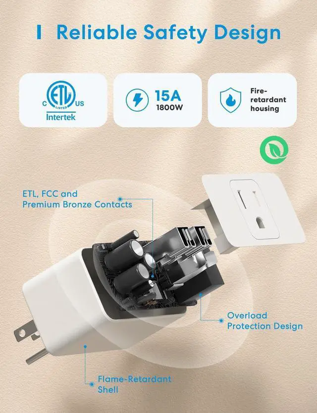 Alt view image 6 of 7 - meross Smart Plug Mini, 15A & Reliable Wi-Fi, Support Apple HomeKit, Siri, Alexa, Echo, Google Assistant and Nest Hub, App Control, Timer, No Hub Needed, 2.4G WiFi Only, 4 Pack