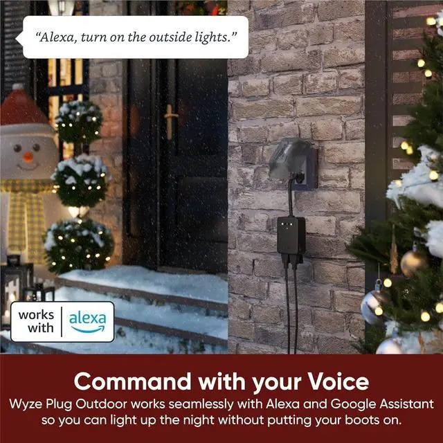 Alt view image 6 of 7 - Wyze Plug Outdoor, Dual Outlets Energy Monitoring, IP64, 2.4GHz WiFi Smart Plug, Works with Alexa, Google Assistant, IFTTT, No Hub Required, Black