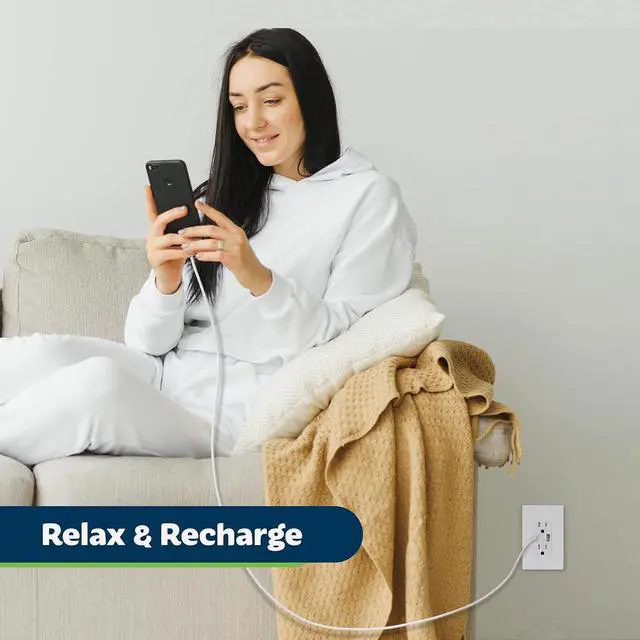 Alt view image 5 of 7 - TOPGREENER USB Outlet, Type C USB Wall Outlet, 15 Amp Tamper Resistant Receptacle Plug, Charging Power Outlet with USB Ports, Wall Plate Included, UL Listed, TU21536AC-W-2PCS, White, 2 Pack