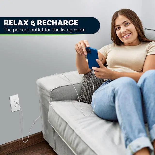 Alt view image 4 of 7 - TOPGREENER USB Outlet, USB Type C Wall Outlet with 36W Power Delivery, 15A Duplex Tamper-Resistant Receptacle, USB C Outlet for Smartphones, Tablets, Laptops, TU215PD30AC-W-2PCS, White, 2 Pack