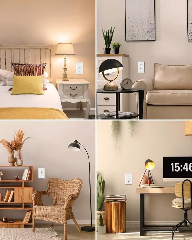 Alt view image 6 of 7 - [20-Pack] DEWENWILS Duplex Receptacle Outlet, 15Amp/125V, Tamper Resistant, Wall Plates Included, UL Listed, Standard Wall Outlet, White