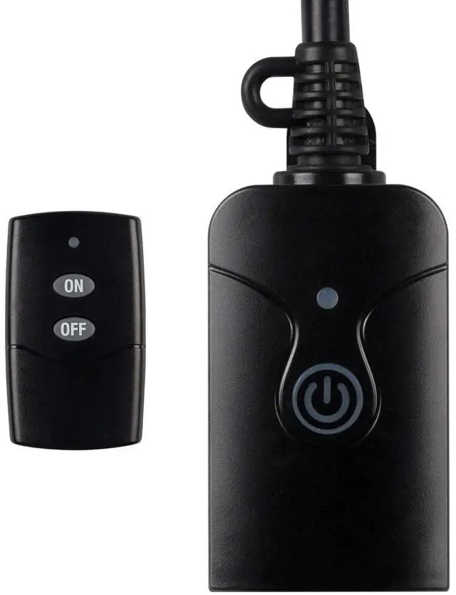 Main image of HBN Outdoor Indoor Wireless Remote Control 3-Prong Outlet Weatherproof Heavy Duty 15 A Compact 1 Remote 1 Outlet with Remote 6-inch Cord 100ft Range ETL Listed (Battery Included)