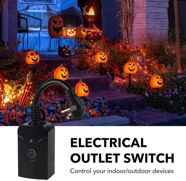 Alt view image 4 of 7 - HBN Outdoor Indoor Wireless Remote Control 3-Prong Outlet Weatherproof Heavy Duty 15 A Compact 1 Remote 1 Outlet with Remote 6-inch Cord 100ft Range ETL Listed (Battery Included)