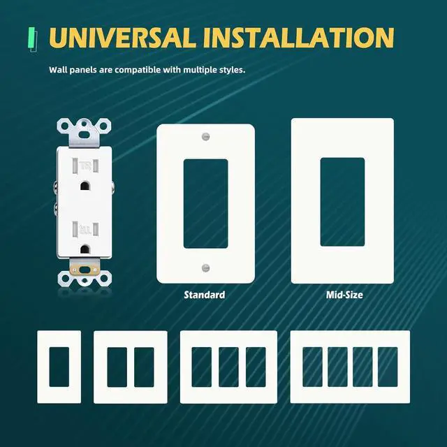 Alt view image 6 of 7 - Decorator Electrical Wall Outlets, 15 Amp Tamper Resistant Standard Decor Receptacle, Self-Grounding, Residential & Commercial Grade, 2-Pole, 3-Wire, UL Listed, 10Pack, White