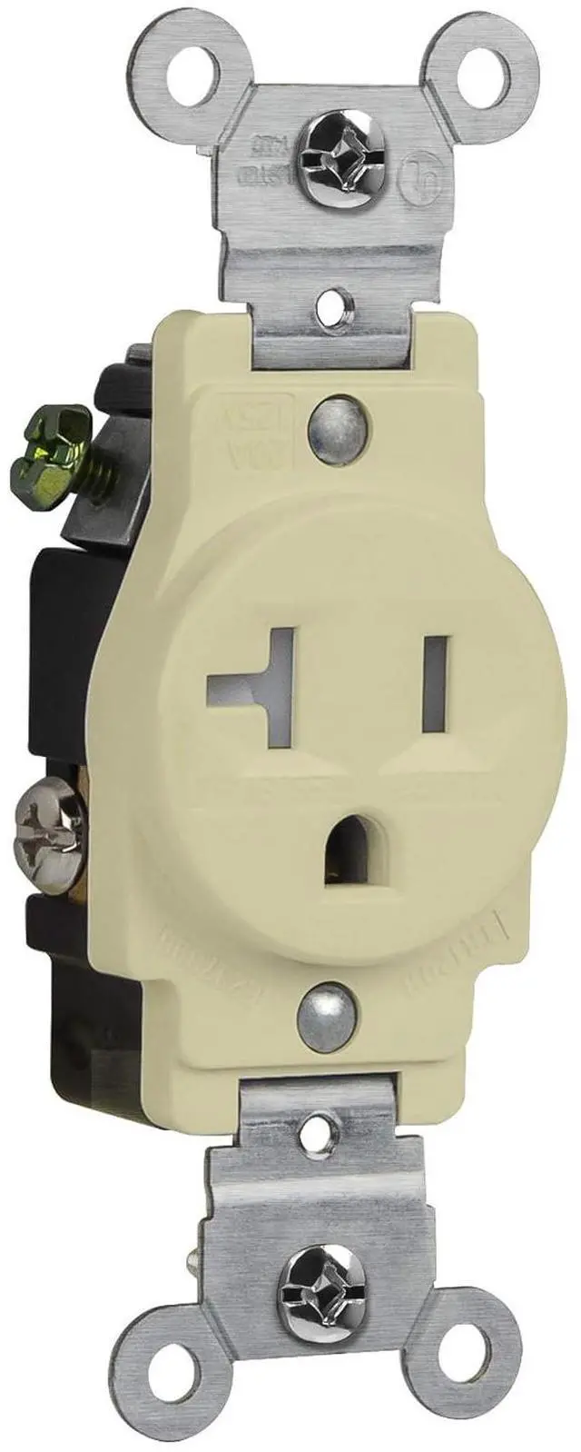 Alt view image 3 of 3 - ENERLITES Single Receptacle Outlet, Tamper-Resistant, Commercial Grade, 3-Wire, Grounding Screw, 2-Pole, 5-20R, 20A 125V, UL Listed, 61200-TR-I-10PCS, Ivory (10 Pack)