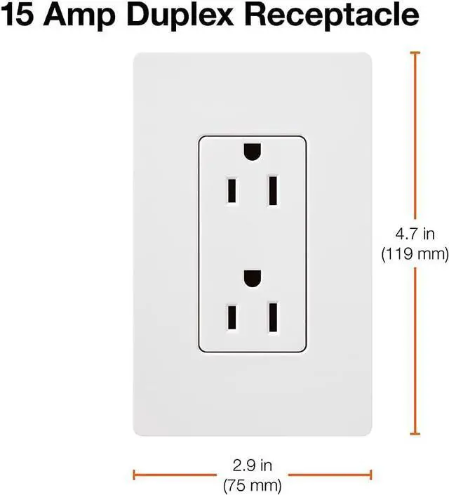 Alt view image 6 of 6 - Lutron CARS-15-TR-BL Duplex Receptacle, Black