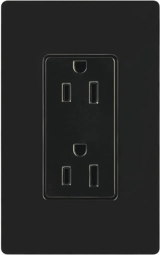 Alt view image 5 of 6 - Lutron CARS-15-TR-BL Duplex Receptacle, Black