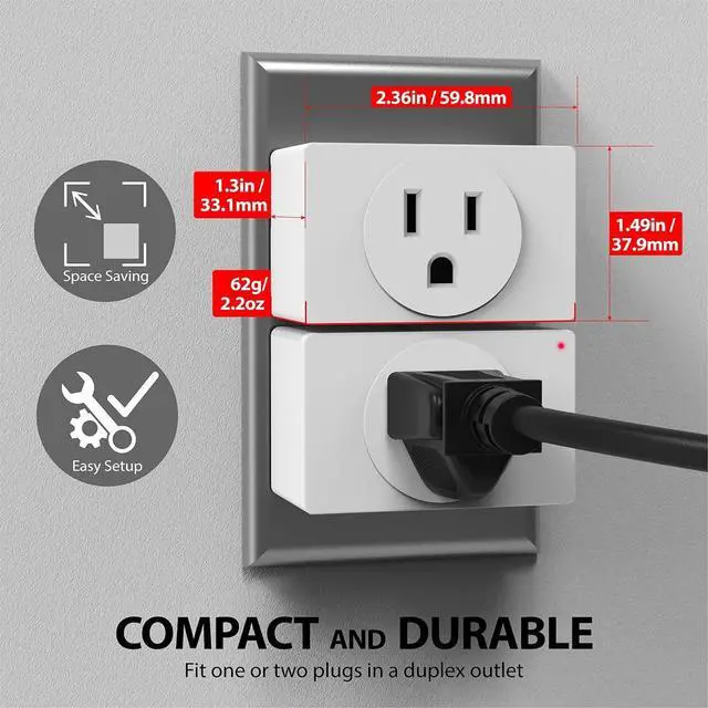 Alt view image 5 of 7 - Fosmon Wireless Remote Control Electrical Outlet Switch (2 Pack) - ETL Listed, (15A, 125V 1875W) Remote Light Switch Outlet Plug with Braille (On/Off) Mark for Lamp, Lights, Fans, Expandable