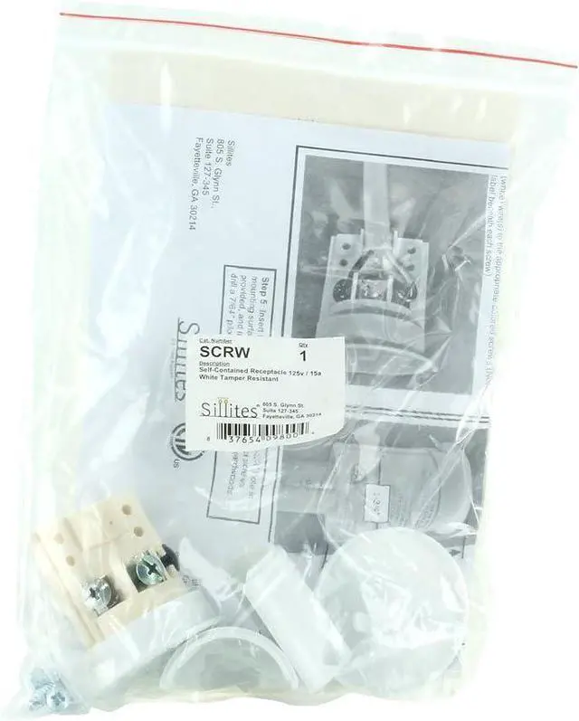 Alt view image 4 of 4 - Self Contained Receptacle - Tamper Resistant - Includes Cover Cap and Mounting Screws - White