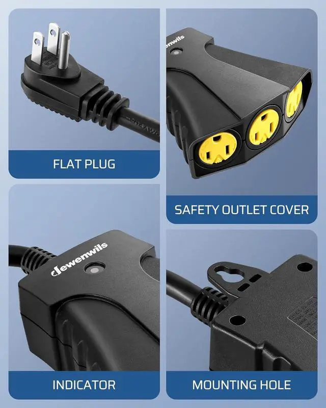 Alt view image 3 of 7 - DEWENWILS Outdoor Remote Control Outlet, Wireless Remote Outlet Power Switch, Weatherproof 15 A Heavy Duty Electrical Plug, 3 Grounded Outlets for String Lights, 100Ft Range, UL Listed