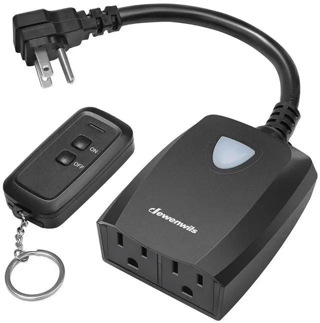 Main image of DEWENWILS Outdoor Wireless Remote Control Outlet Power Strip Weatherproof, Expandable Indoor Outdoor Electrical Plug in Light Switch, 15 A, 7-Inch Extension Cord, 100 FT Range, ETL Listed
