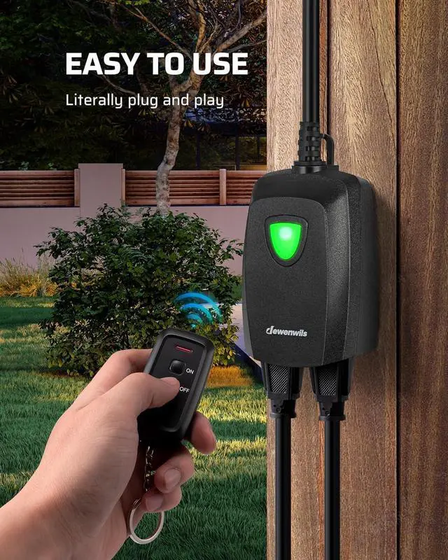 Alt view image 7 of 7 - DEWENWILS Outdoor Wireless Remote Control Outlet Power Strip Weatherproof, Expandable Indoor Outdoor Electrical Plug in Light Switch, 15 A, 7-Inch Extension Cord, 100 FT Range, ETL Listed