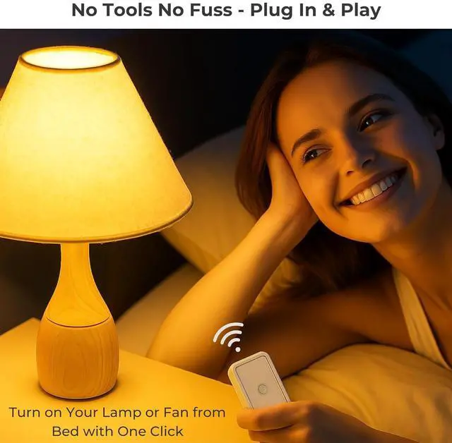 Alt view image 2 of 7 - Remote Control Outlet: Wireless On Off Outlet Switch  Lamps Fans & Appliances Indoor  Renter Friendly  100FT Range  No Wiring