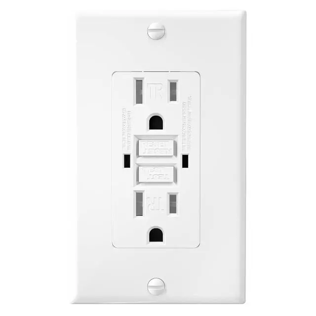 Alt view image 2 of 7 - 15 Amp GFCI Outlet, GFI Electrical Outlet with LED Indicator, Tamper Resistant GFCI White Outlet Receptacle, Ground Fault Circuit Interrupters with Wall Plate & Screws, UL Listed, 10 Pack