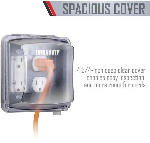 Alt view image 3 of 7 - TayMac MM2420C Nonmetallic Extra Duty Weatherproof in-Use Electrical Outlet Cover for Home Improvement, 2-Gang, Clear