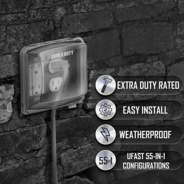 Alt view image 4 of 7 - TayMac MM2420C Nonmetallic Extra Duty Weatherproof in-Use Electrical Outlet Cover for Home Improvement, 2-Gang, Clear