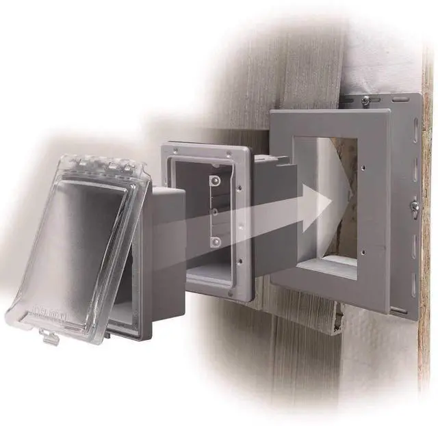 Alt view image 2 of 4 - TayMac MR420CG 1-Gang Recessed Enclosure Extra Duty, 6-in-1 Nonmetallic Weatherproof in-Use Cover, Horizontal/Vertical, Gray