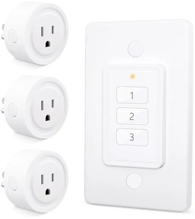 Main image of LoraTap 656ft Wireless Wall-Switch: Remote Control Outlet 3 Pack  Lights & Small Appliances  No Wiring 1 Remote for 3 Plugs