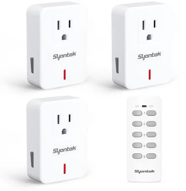 Main image of Remote Control Outlet Wireless Light Switch for Household Appliances, Expandable Remote Light Switch Kit, Up to 100 ft Range, FCC Certified, ETL Listed, White (3-1)