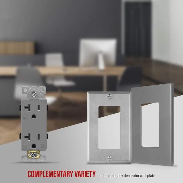 Alt view image 4 of 6 - ENERLITES Decorator Receptacle, Tamper-Weather-Resistant, Residential/Commercial Grade Outdoor Outlet, Self-Grounding, 2-Pole, 3-Wire, 5-20R, 20A 125V, UL Listed, 62060-TWR-GY, Gray
