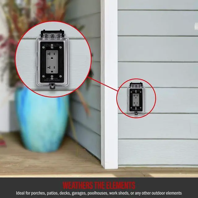 Alt view image 6 of 6 - ENERLITES Decorator Receptacle, Tamper-Weather-Resistant, Residential/Commercial Grade Outdoor Outlet, Self-Grounding, 2-Pole, 3-Wire, 5-20R, 20A 125V, UL Listed, 62060-TWR-GY, Gray