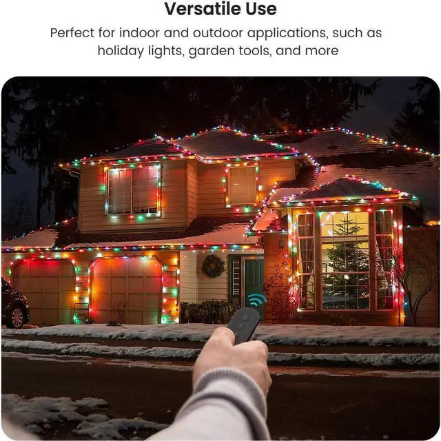 Alt view image 5 of 6 - TREATLIFE Outdoor Wireless Remote Control Outlet, 2-in-1 Individual Control Sockets, IP64 Weather-Resistant Electrical Outlet Switch, Heavy Duty 3-Prong Plug, Max Power 1800W, Battery Included