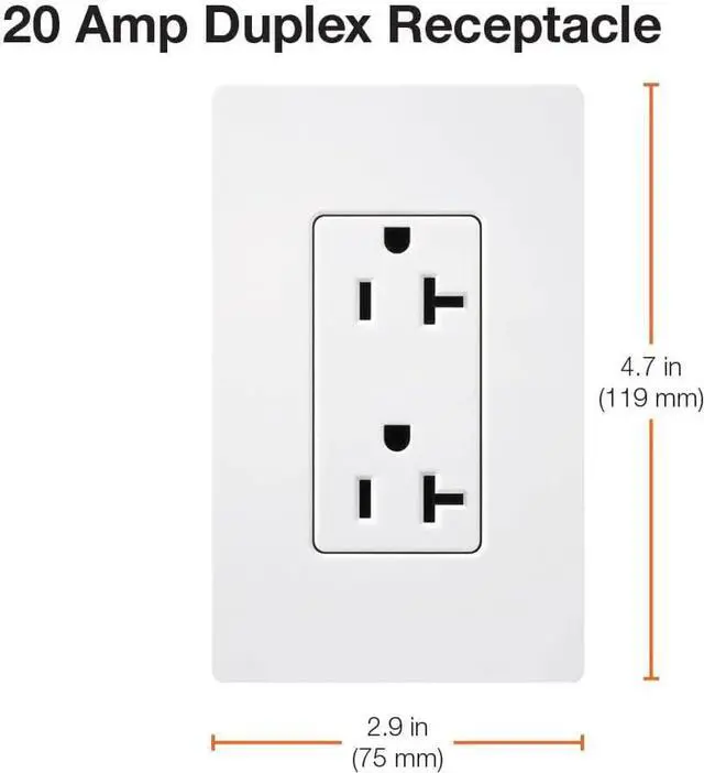 Alt view image 5 of 7 - Lutron SCR-20-SW Satin Colors 20-Amp Receptacle, Snow