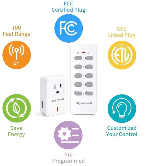 Alt view image 3 of 7 - Remote Control Outlet Wireless Light Switch for Household Appliances, Expandable Remote Light Switch Kit, Up to 100 ft Range, FCC Certified, ETL Listed, White (3-1)