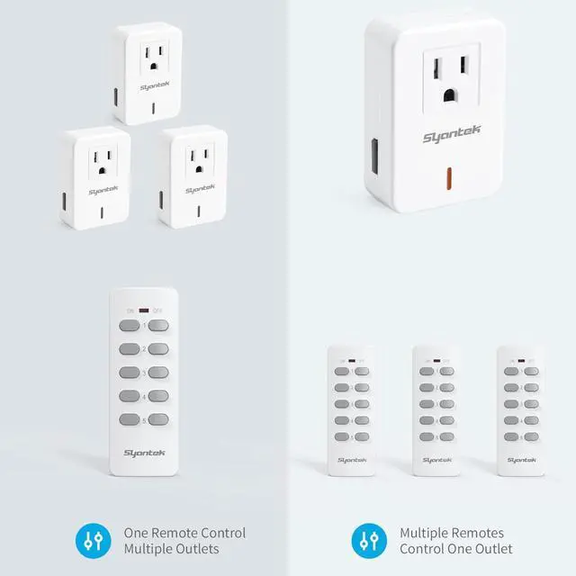 Alt view image 5 of 7 - Remote Control Outlet Wireless Light Switch for Household Appliances, Expandable Remote Light Switch Kit, Up to 100 ft Range, FCC Certified, ETL Listed, White (3-1)
