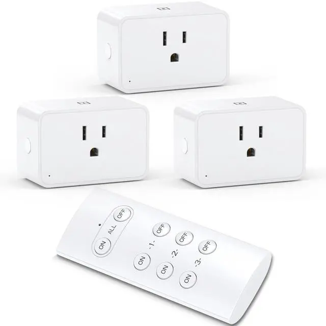 Main image of G-Homa Wireless Electrical Outlets with Remote Control, 1875W/15A, 100FT Range, ETL Listed - 3 Sockets + 1 Remote