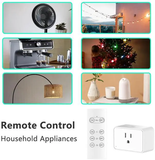 Alt view image 6 of 7 - G-Homa Wireless Electrical Outlets with Remote Control, 1875W/15A, 100FT Range, ETL Listed - 3 Sockets + 1 Remote