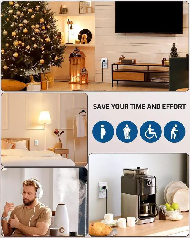 Alt view image 7 of 7 - DEWENWILS Remote Control Outlet, Remote Control Outlet Plug 200FT Range, Indoor Wireless Remote Outlet Switch for Lamps, Fans, Christmas Lights, 15A/1800WFCC & ETL Listed (5 Outlets + 2 Remotes)