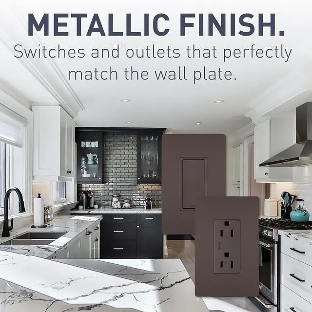 Alt view image 5 of 7 - Legrand radiant TM874DBCC6 15 Amp Rocker Wall Switch, 4-Way Decorator Light Switches, Dark Bronze (1 Count)